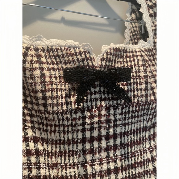 ❤️🔥NEW❤️🔥 SHUSHU/TONG Brown Check Minidress - Picture 3 of 14